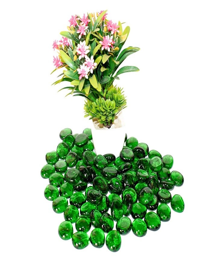 Ercole® Decorative Glossy Shiny Polished Round Glass Pebbles for Vase Filler Plant Pots Home Table Decor Aquarium Fish Tanks Outdoor Garden Decoration (Green Blue, 500 Grams) - Image 2